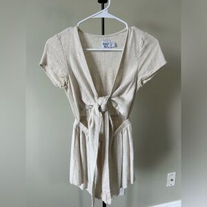 Linen Tie Front Romper